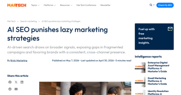 Article backdrop: AI SEO punishes lazy marketing strategies by Brick Marketing