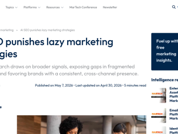 Article backdrop: AI SEO punishes lazy marketing strategies by Brick Marketing
