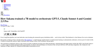 Article backdrop: How Sakana trained a 7B model to orchestrate GPT-5, Claude S