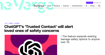 Article backdrop: ChatGPT’s ‘Trusted Contact’ will alert lov