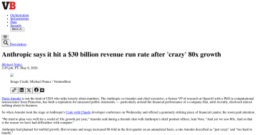 Article backdrop: Anthropic says it hit a $30 billion revenue run rate after '