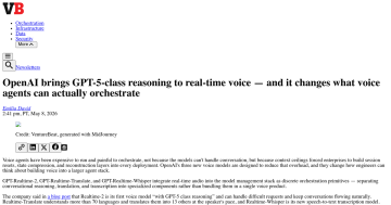 Article backdrop: OpenAI brings GPT-5-class reasoning to real-time voice — and