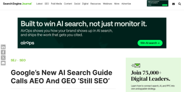 Article backdrop: Google’s New AI Search Guide Calls AEO And GEO ‘Still SEO’ v
