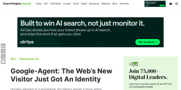 Article backdrop: Google-Agent: The Web’s New Visitor Just Got An Identity via