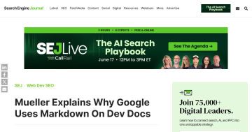 Article backdrop: Mueller Explains Why Google Uses Markdown On Dev Docs via @s