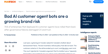 Article backdrop: Bad AI customer agent bots are a growing brand risk