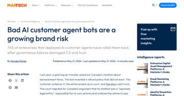 Article backdrop: Bad AI customer agent bots are a growing brand risk
