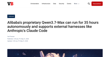Article backdrop: Alibaba's proprietary Qwen3.7-Max can run for 35 hours auton