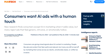 Article backdrop: Consumers want AI ads with a human touch