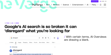 Article backdrop: Google’s AI search is so broken it can ‘disregar