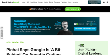 Article backdrop: Pichai Says Google Is ‘A Bit Behind’ On Agentic Coding via @