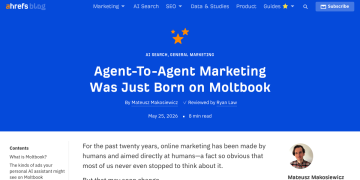 Article backdrop: Agent-To-Agent Marketing Was Just Born on Moltbook