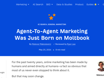 Article backdrop: Agent-To-Agent Marketing Was Just Born on Moltbook