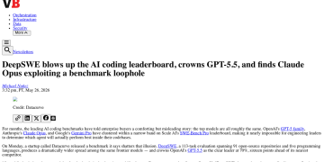 Article backdrop: DeepSWE blows up the AI coding leaderboard, crowns GPT-5.5,