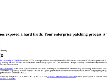 Article backdrop: Claude Mythos exposed a hard truth: Your enterprise patching