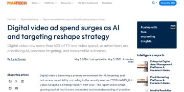 Daily Marketing Roundup: Digital video ad spend surges as AI and targeting reshape st