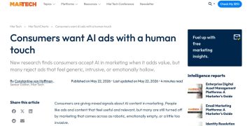 Daily Marketing Roundup: Consumers want AI ads with a human touch