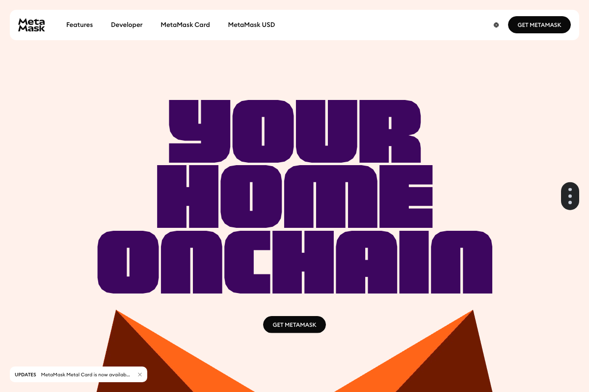 MetaMask homepage confirming the wallet download entry point for step 1