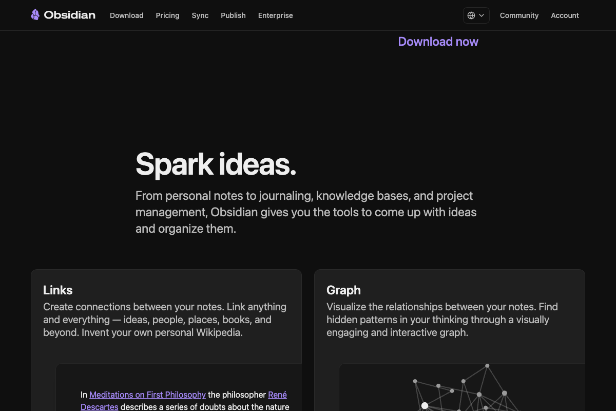 Obsidian's Links and Graph features are native to the app; Codex generates the wiki-link syntax that populates this graph automatically.