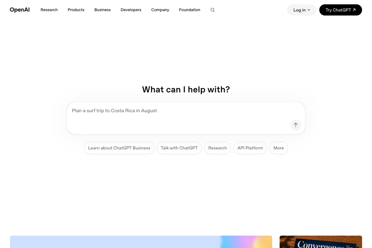 OpenAI homepage as of May 2026 — Codex mobile setup instructions are not accessible at the homepage level.