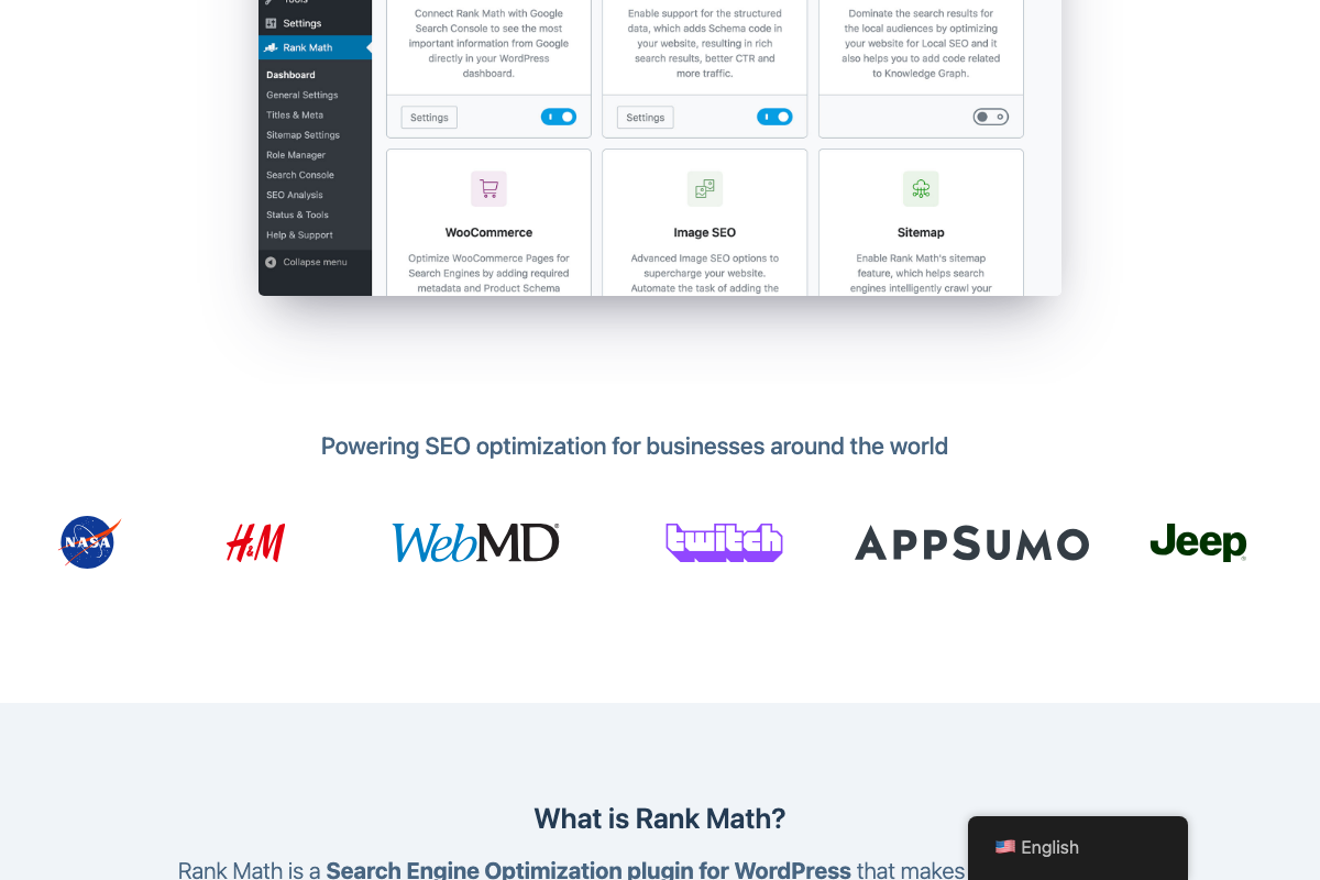 Rank Math's Image SEO module confirming automated alt text handling — directly addressing the 1,500+ missing-alt-text issues cited in the case study.