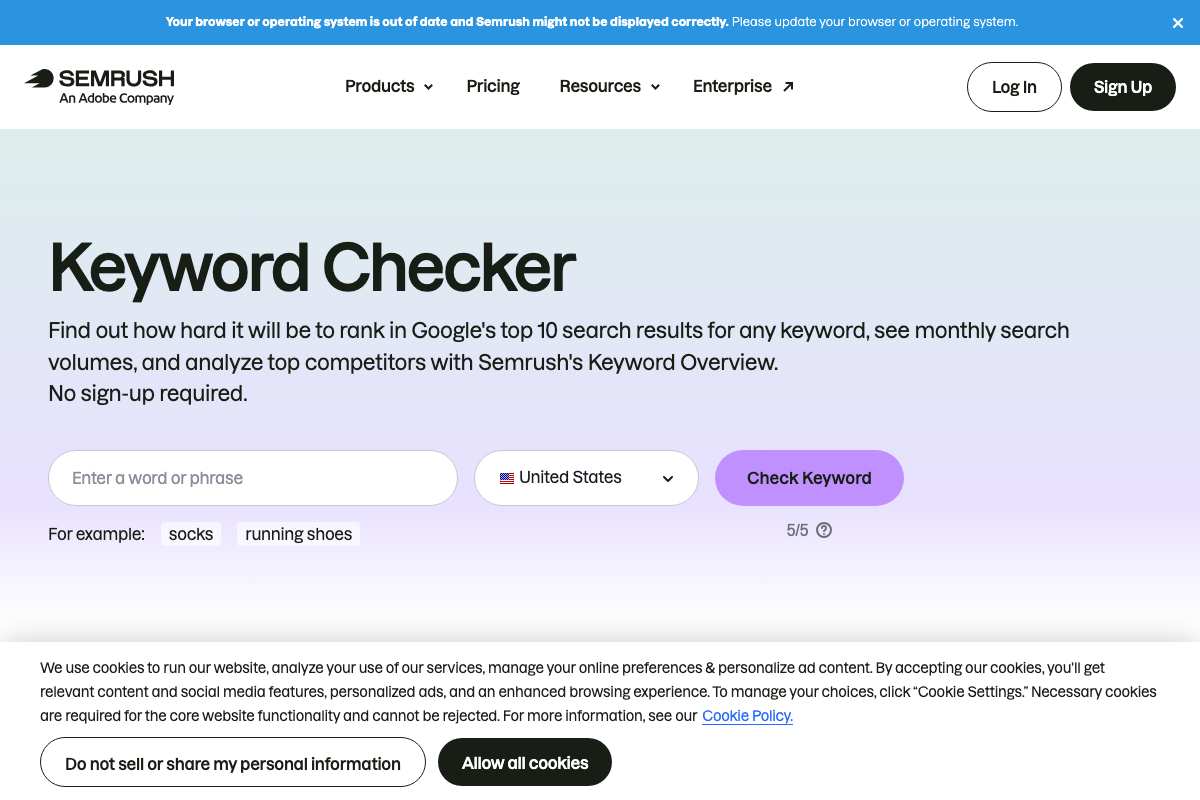 Semrush Keyword Overview tool (publicly labeled