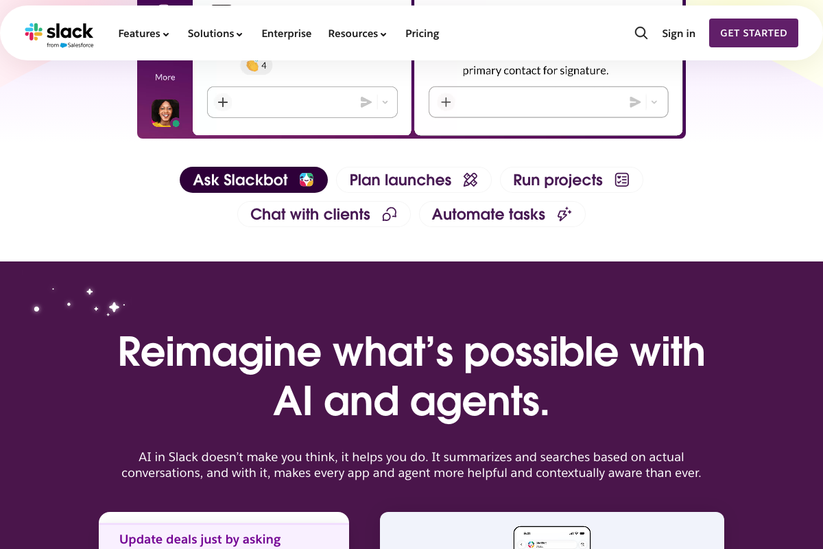 Slack homepage (slack.com, May 2026) —