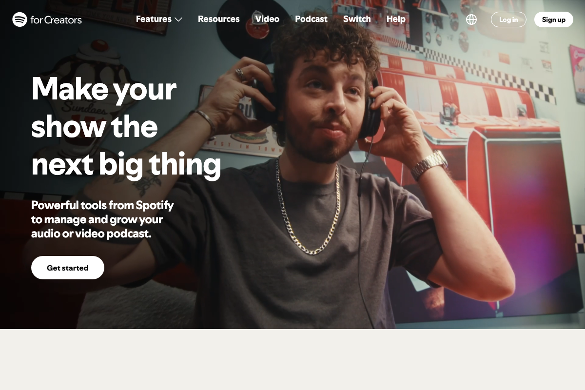 Spotify for Creators homepage — podcast platform, unrelated to SEO tutorial