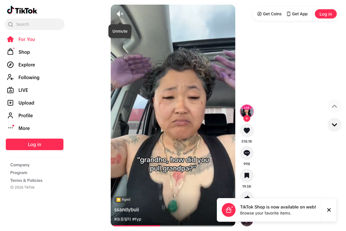TikTok For You feed with Upload button visible; hashtag captions illustrate TikTok's parallel discoverability layer alongside description-field keywords.