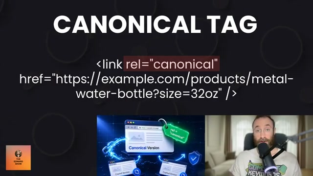 Canonical tag syntax: pointing the main product URL's canonical to a specific size variation URL