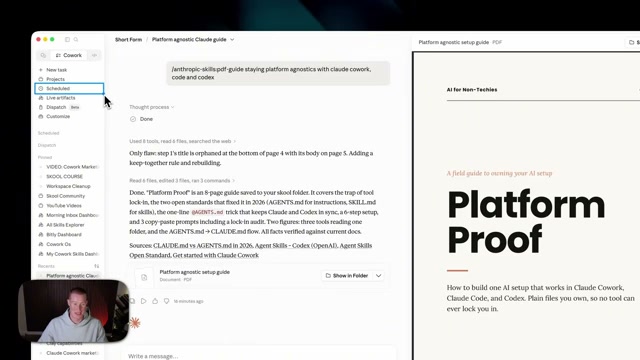 Done: the Platform Proof guide confirms one setup works across Claude CoWork, Claude Code, and Codex — no tool lock-in