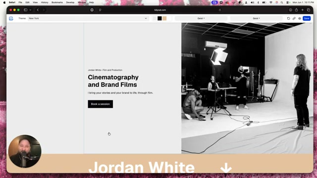 TidyCal's website builder generates a full branded landing page — hero image, headline, and booking CTA included.