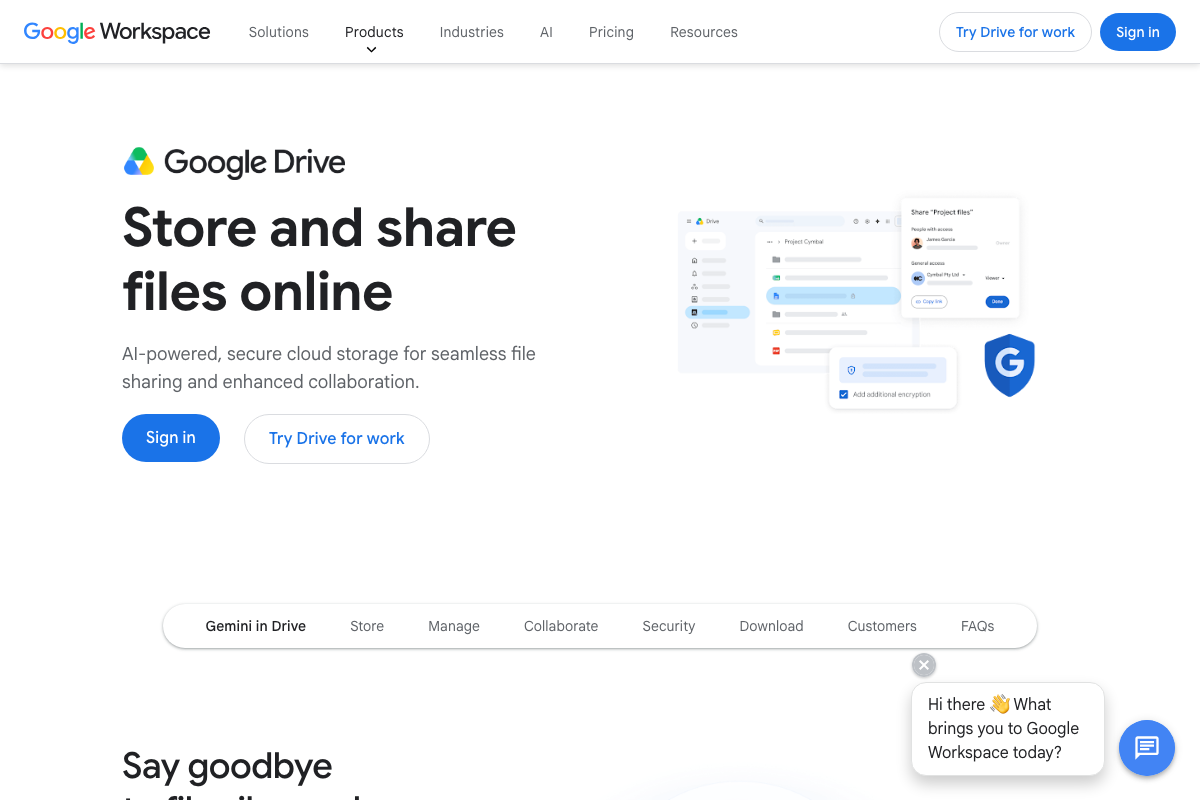 Google Drive sharing dialog showing named-user access alongside the 'General access' link-sharing control