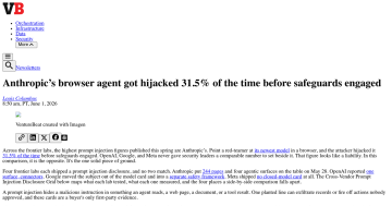 Article backdrop: Anthropic’s browser agent got hijacked 31.5% of the time bef