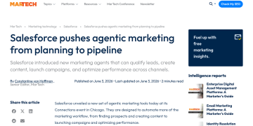 Article backdrop: Salesforce pushes agentic marketing from planning to pipelin