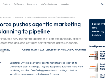 Article backdrop: Salesforce pushes agentic marketing from planning to pipelin