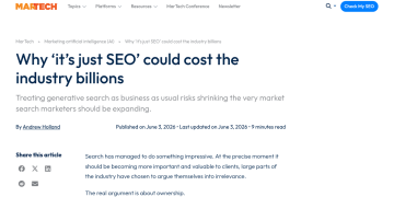 Article backdrop: Why ‘it’s just SEO’ could cost the industry billions
